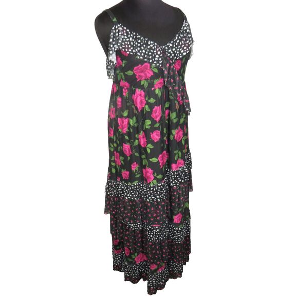 Torrid Betsey Johnson Floral Ruffle Tiered Sleeveless Flowy Maxi Dress Plus 1X - Picture 3 of 11